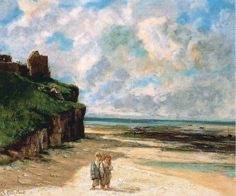 Gustave Courbet The Beach at Saint Aubin sur Mer Spain oil painting art